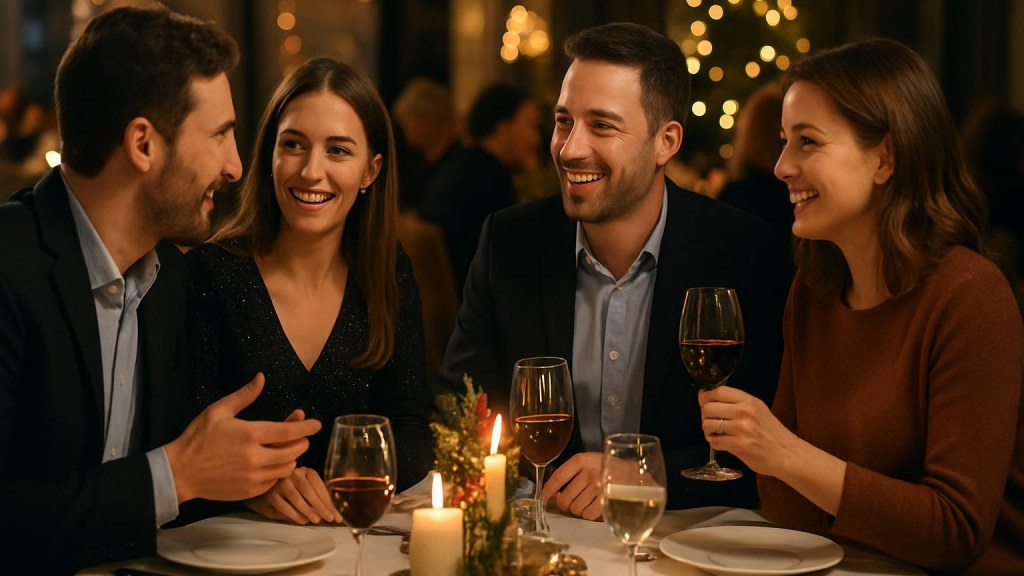 Gruppo di adulti in contesto sociale per Capodanno